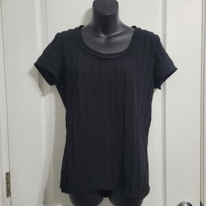 Kenneth Cole Reaction Black Textured Short Sleeve Blouse Sz XS